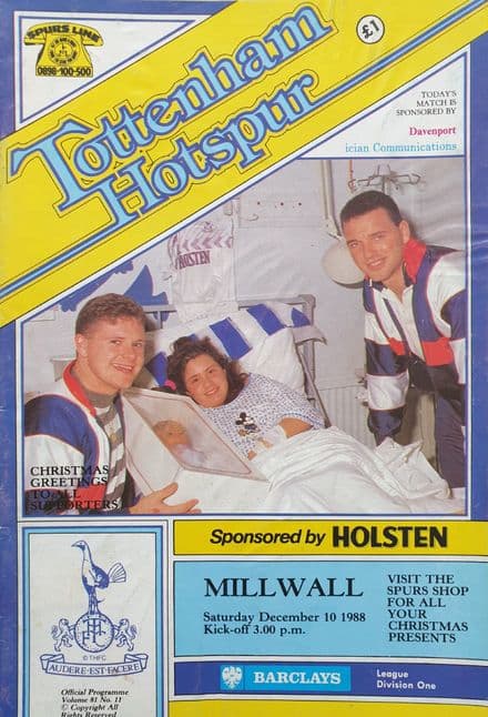 Tottenham Hotspur v Millwall, Div 1 (1988, Dec 10th)