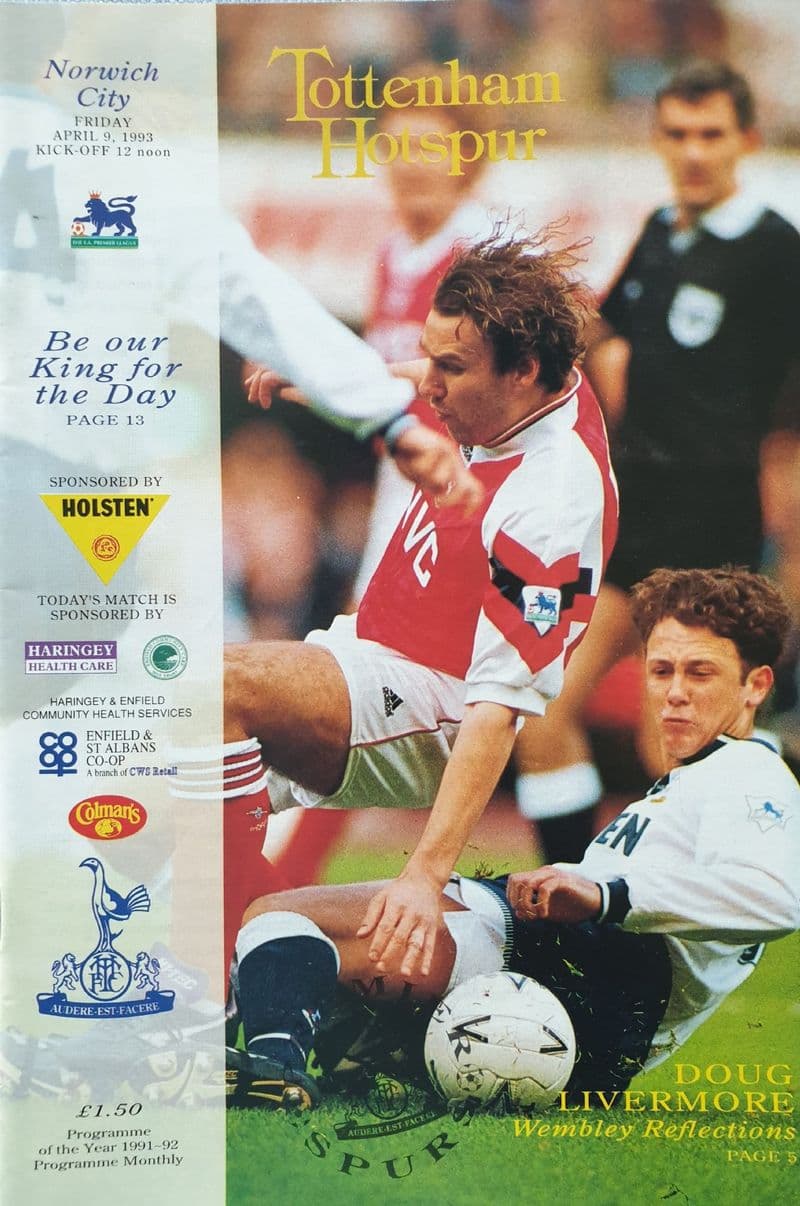 Tottenham Hotspur v Norwich, Prem (1993, Apr 9th)