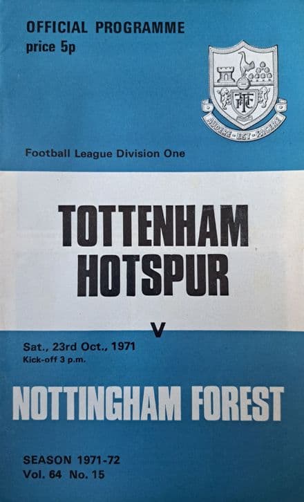 Tottenham Hotspur v Nottingham Forest, Div 1 (1971, Oct 23rd)