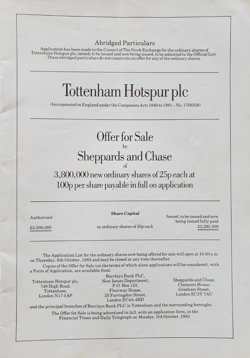 Tottenham Hotspur v Nottingham Forest, Div 1 (1983, Oct 2nd)