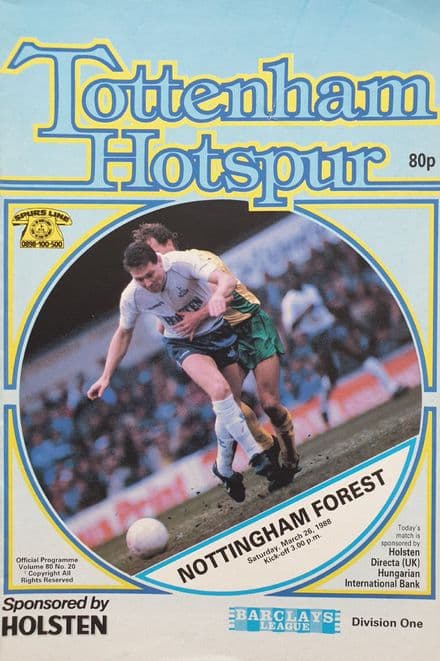 Tottenham Hotspur v Nottingham Forest, Div 1 (1988, Mar 26th)