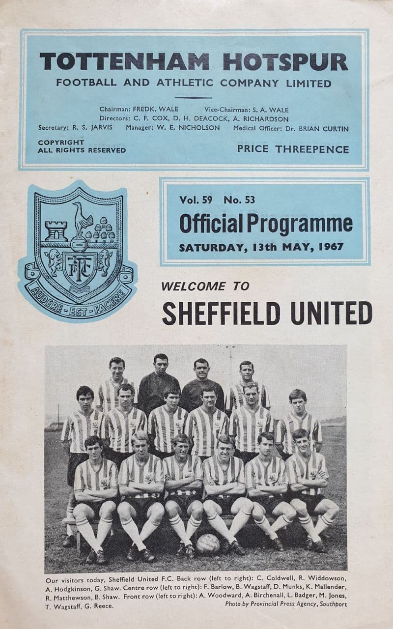 Tottenham Hotspur v Sheffield United, Div 1 (1967, May 13th)