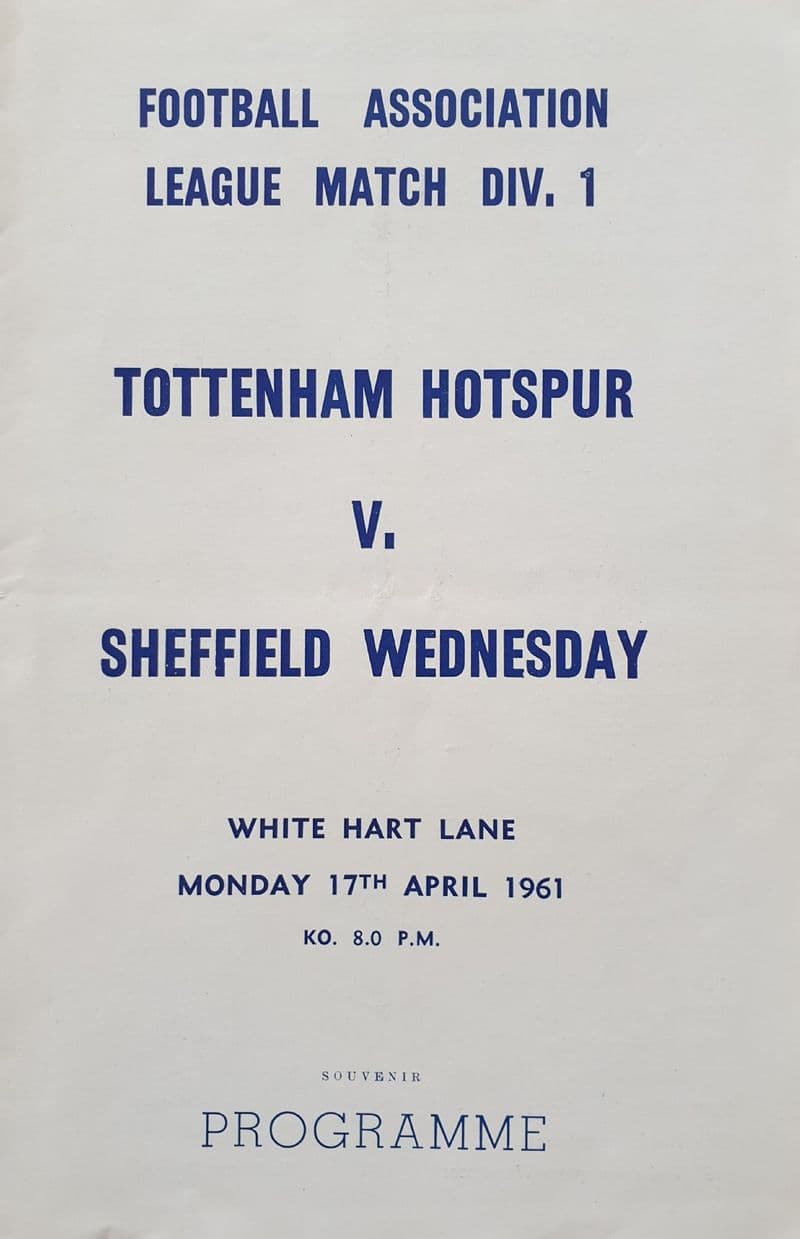 Tottenham Hotspur v Sheffield Wed, Div 1 (1961, Apr 17th) Pirate Copy
