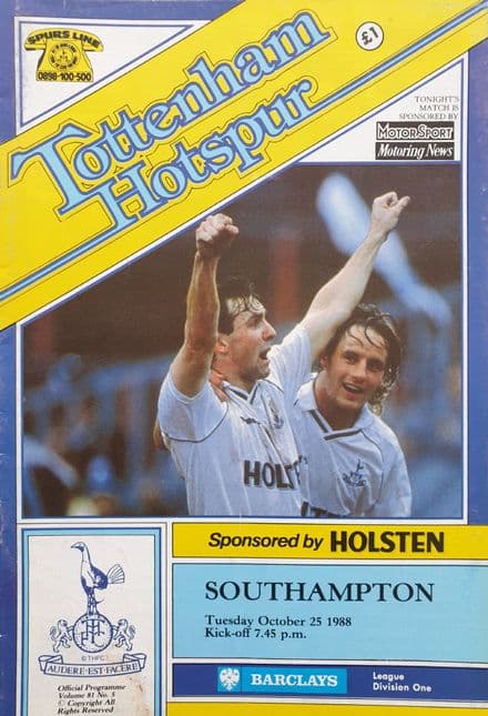 Tottenham Hotspur v Southampton, Div 1 (1988, Oct 25th)