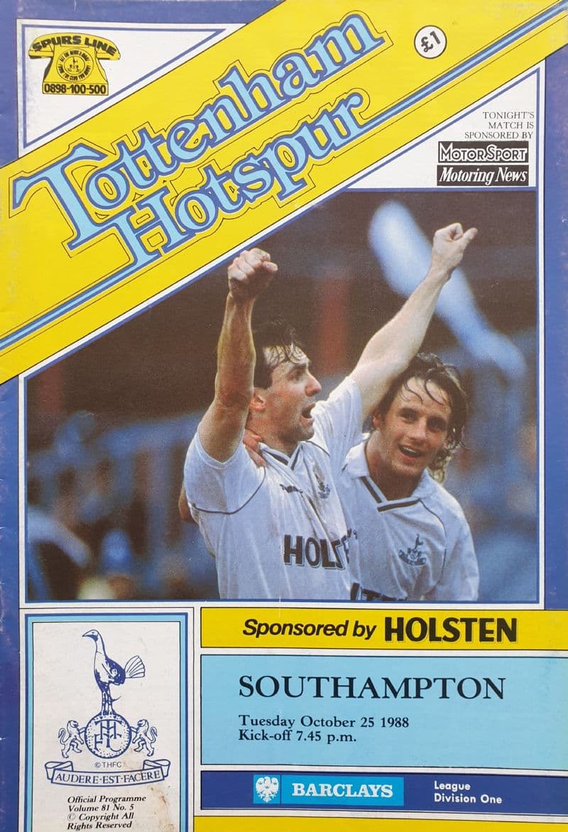 Tottenham Hotspur v Southampton, Div 1 (1988, Oct 25th)