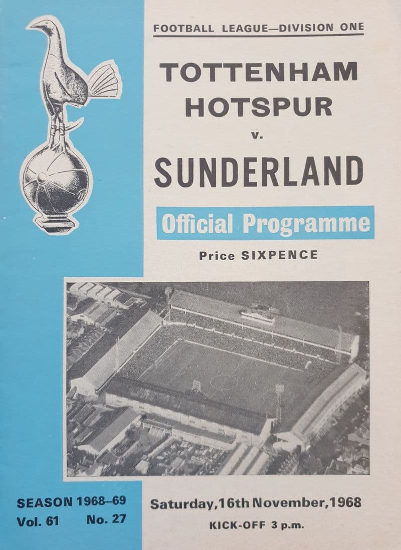 Tottenham Hotspur v Sunderland, Div 1 (1968, Nov 16th)