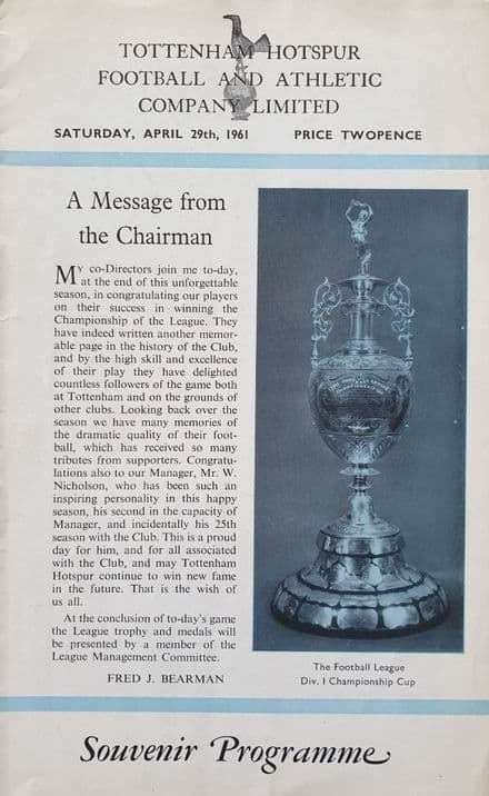 Tottenham Hotspur v WBA, Div 1 (1961, Apr 29th)