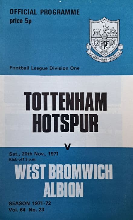 Tottenham Hotspur v WBA, Div 1 (1971, Nov 20th)