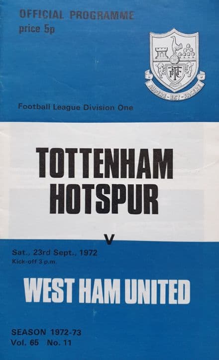 Tottenham Hotspur v West Ham, Div 1 (1972, Sep 23rd)