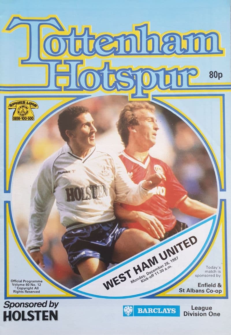 Tottenham Hotspur v West Ham, Div 1 (1987, Dec 28th)