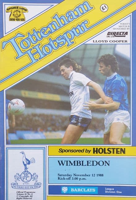 Tottenham Hotspur v Wimbledon, Div 1 (1988, Nov 12th)