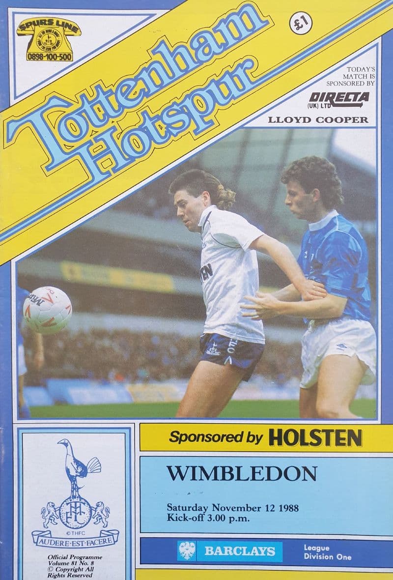 Tottenham Hotspur v Wimbledon, Div 1 (1988, Nov 12th)