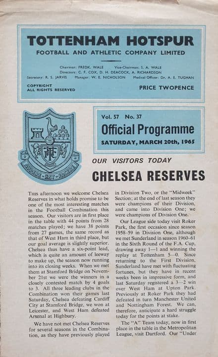 Tottenham v Chelsea, Combination (1965, Mar 20th)