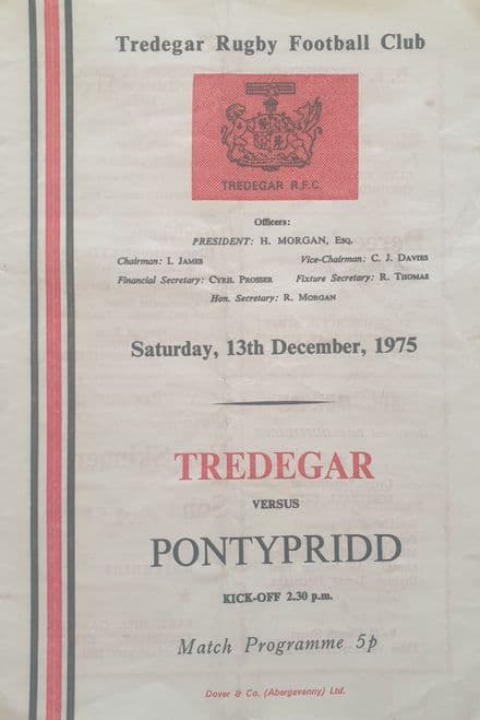 Tredegar v Pontypridd (1975, Dec 13th)