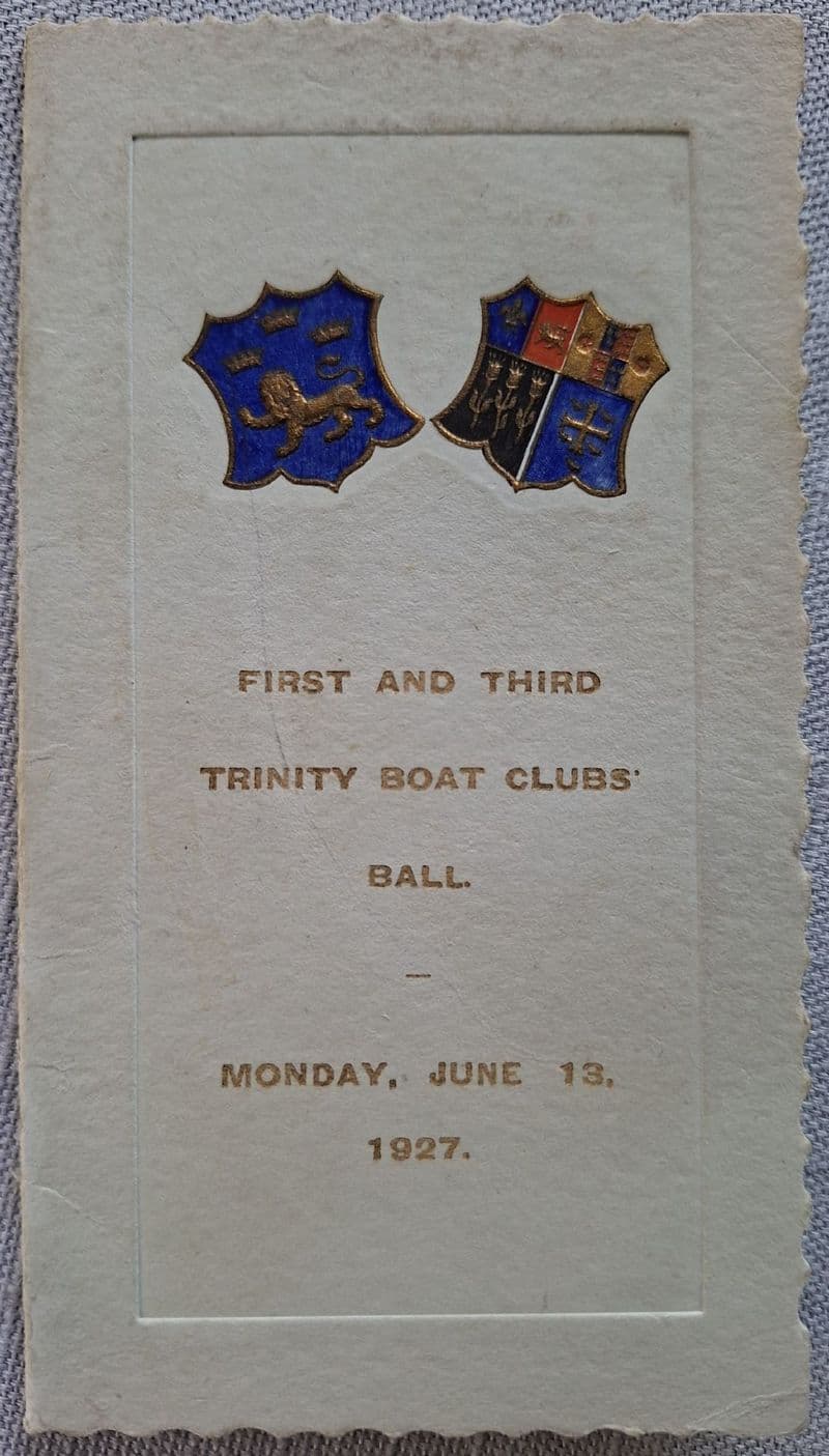 Trinity Boat Club Ball Dance Card (1927, Jun 13th)