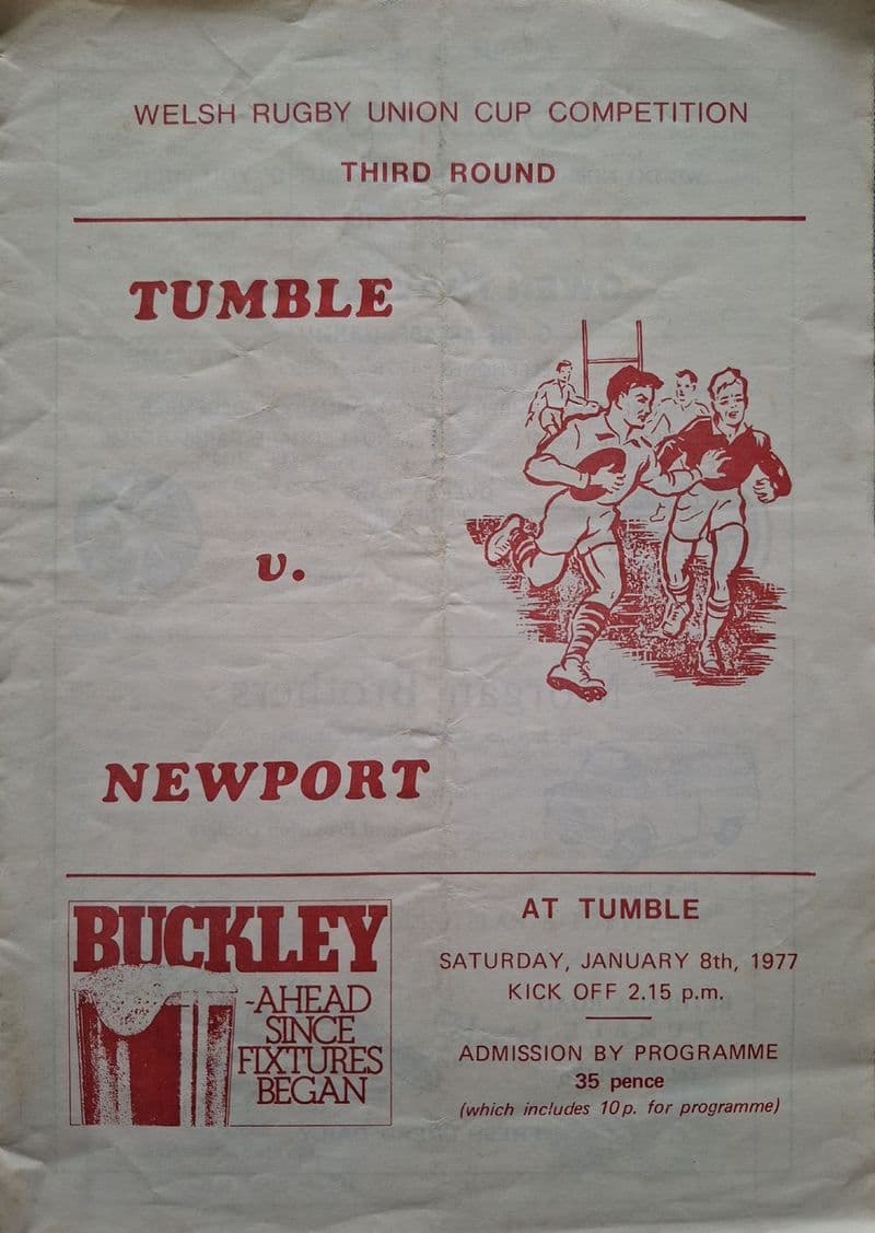 Tumble v Newport, Welsh Cup (1977, Jan 8th)