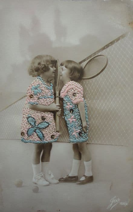 Two Girls Embriodered Card (Unused)