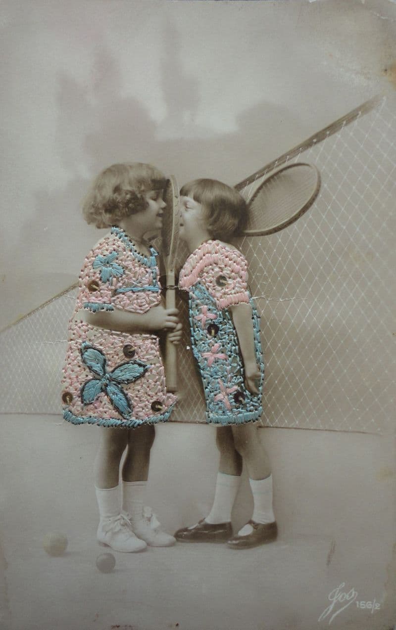 Two Girls Embriodered Card (Unused)