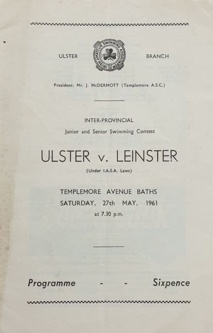 Ulster v Leinster Swimming (1961, May 27th)
