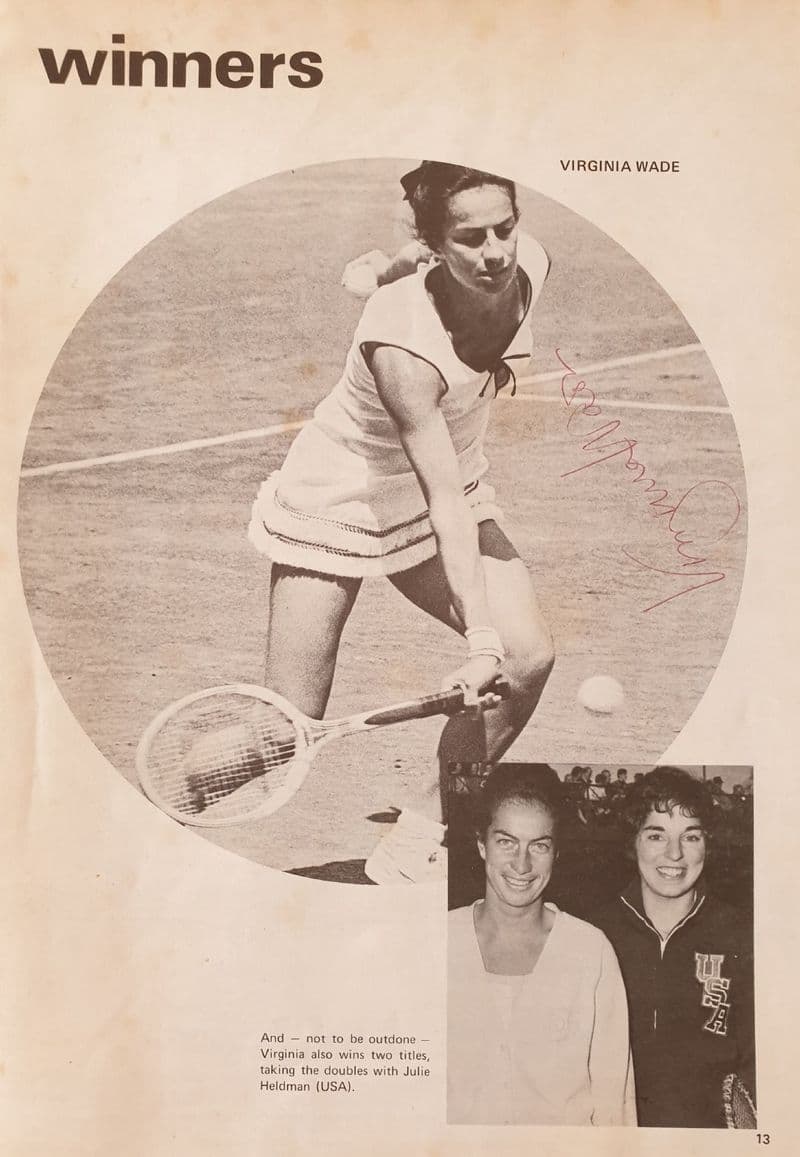Virginia Wade SIGNED Programme Page