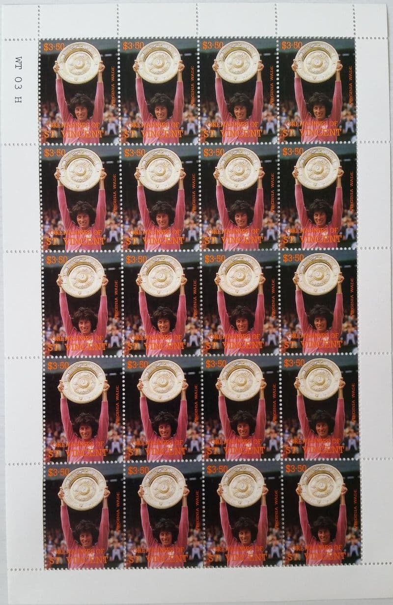Virginia Wade stamp sheet