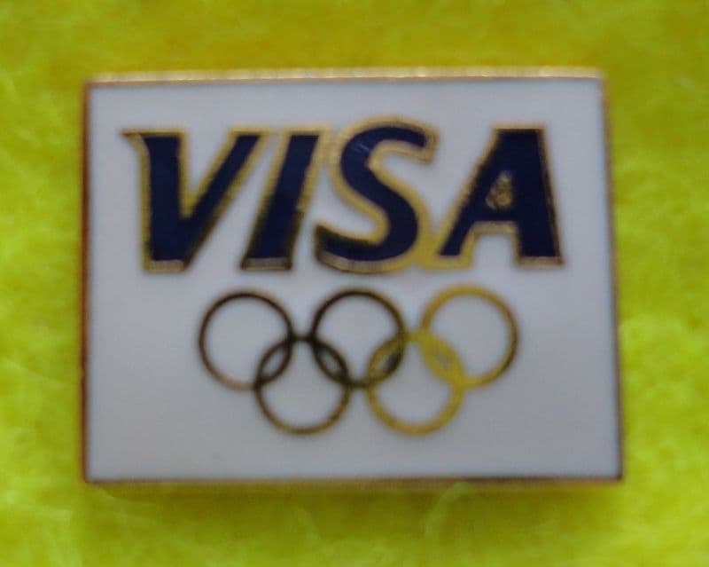 Visa Olympics White Enamel Pin Badge