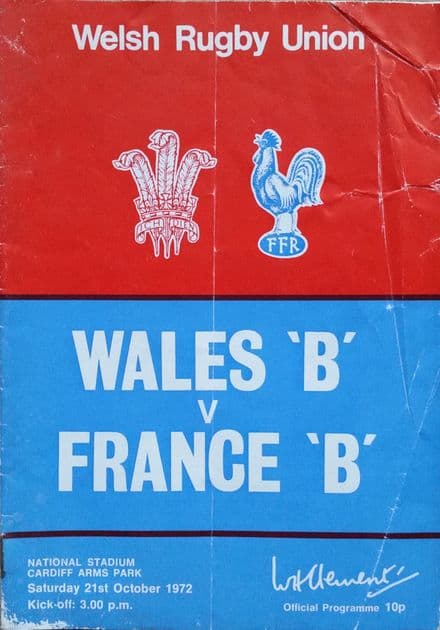 Wales B v France B Programme (1972, Oct 21st)