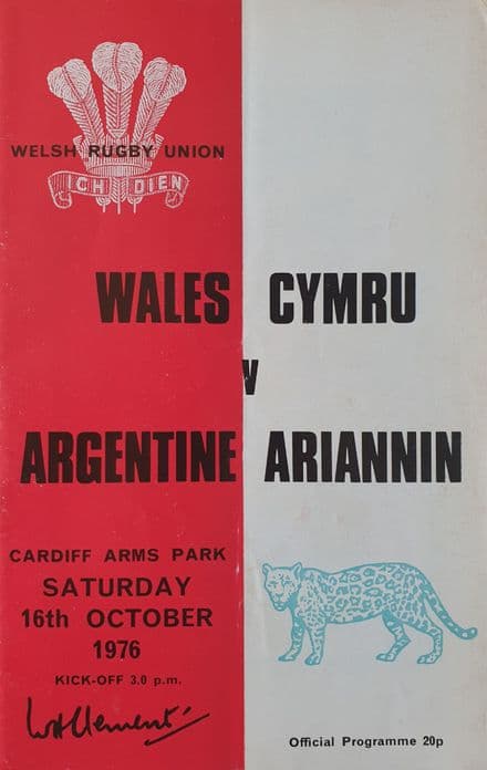 Wales v Argentina (1976, Oct 16th)