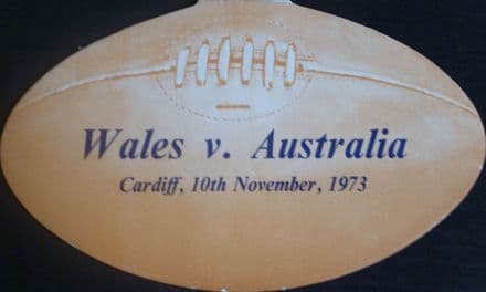 Wales v Australia After-Match Dinner Menu (1973, Nov 10)