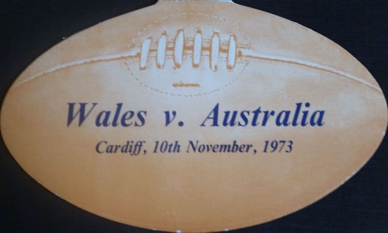 Wales v Australia After-Match Dinner Menu (1973, Nov 10)