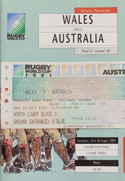 Wales v Australia, RWC 1991 (Oct 12th) & Ticket