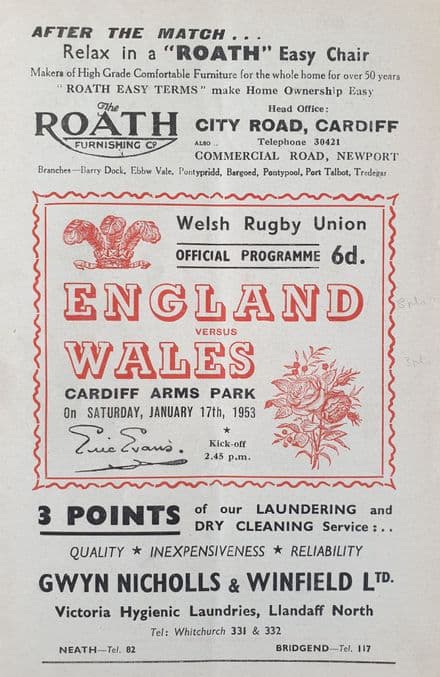 Wales v England (1953, Jan 17th)