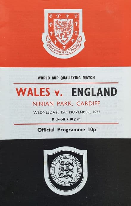 Wales v England, World Cup Qualifier (1972, Nov 15th)