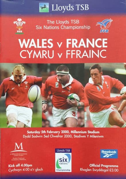 Wales v France (2000, 5th Feb) plus Ticket