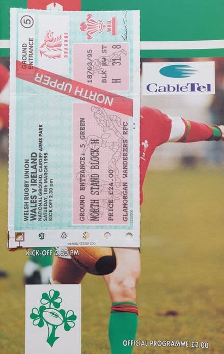 Wales v Ireland Programme (1995, Mar 18th) & Ticket