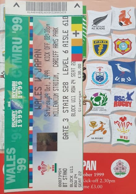 Wales v Japan RWC 1999 (9th Oct) plus Ticket