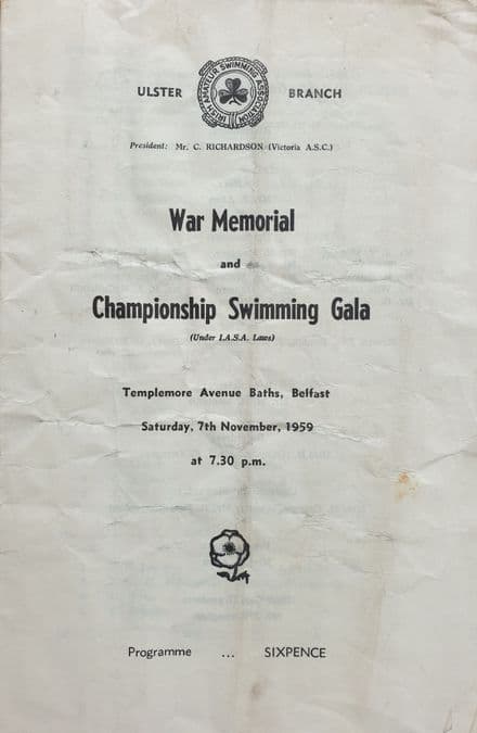War Memorial and Championship Swimming Gala (1959, Nov 7th)