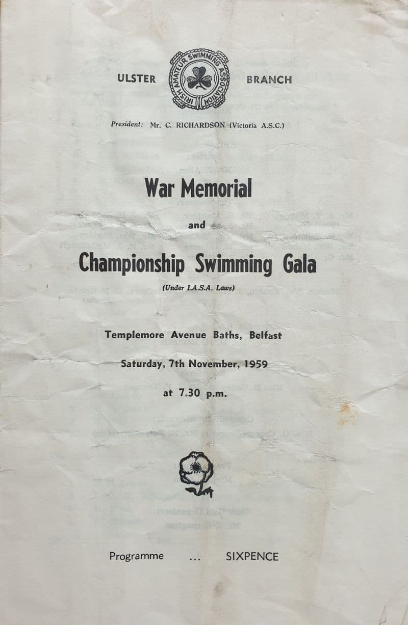 War Memorial and Championship Swimming Gala (1959, Nov 7th)