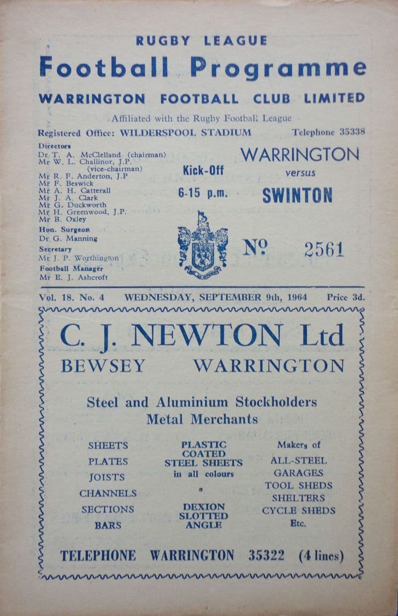 Warrington v Swinton (1964, Sep 9th)