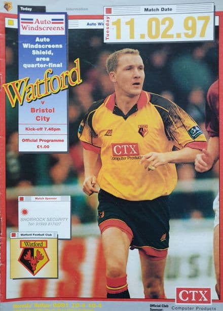 Watford v Bristol City, Auto Windscreens Shield (1997 Feb 11th)