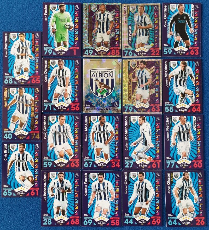 WBA, Match Attax Cards x 19 (2016-17)
