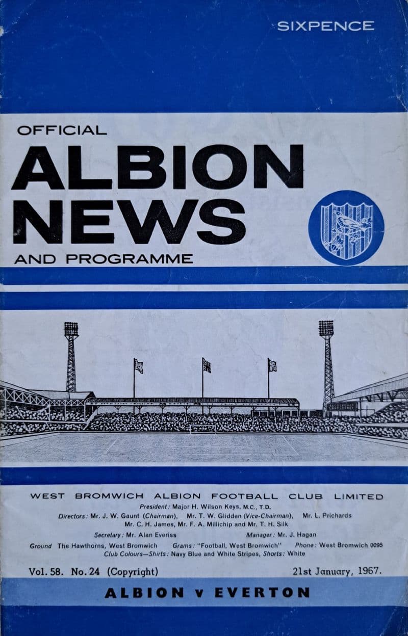 WBA v Everton, Div 1 (1967, Jan 21st) & FLR