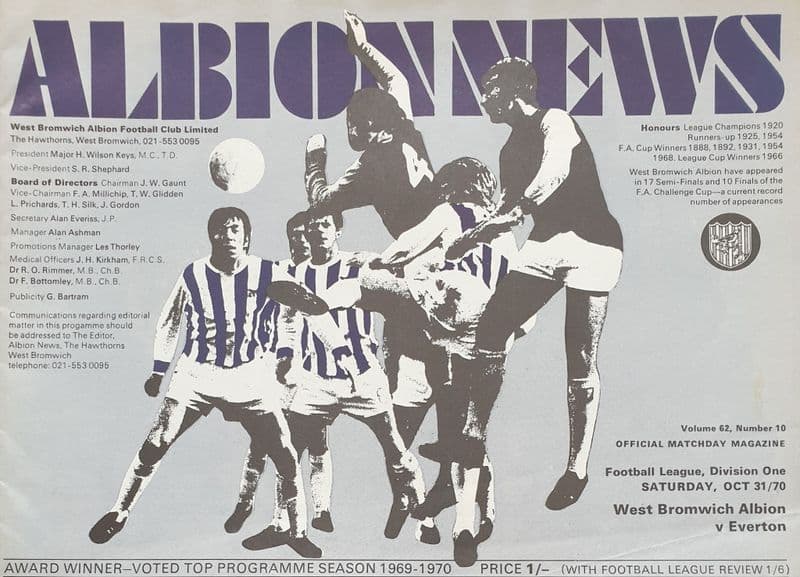 WBA v Everton, Div 1 (1970, Oct 31st)
