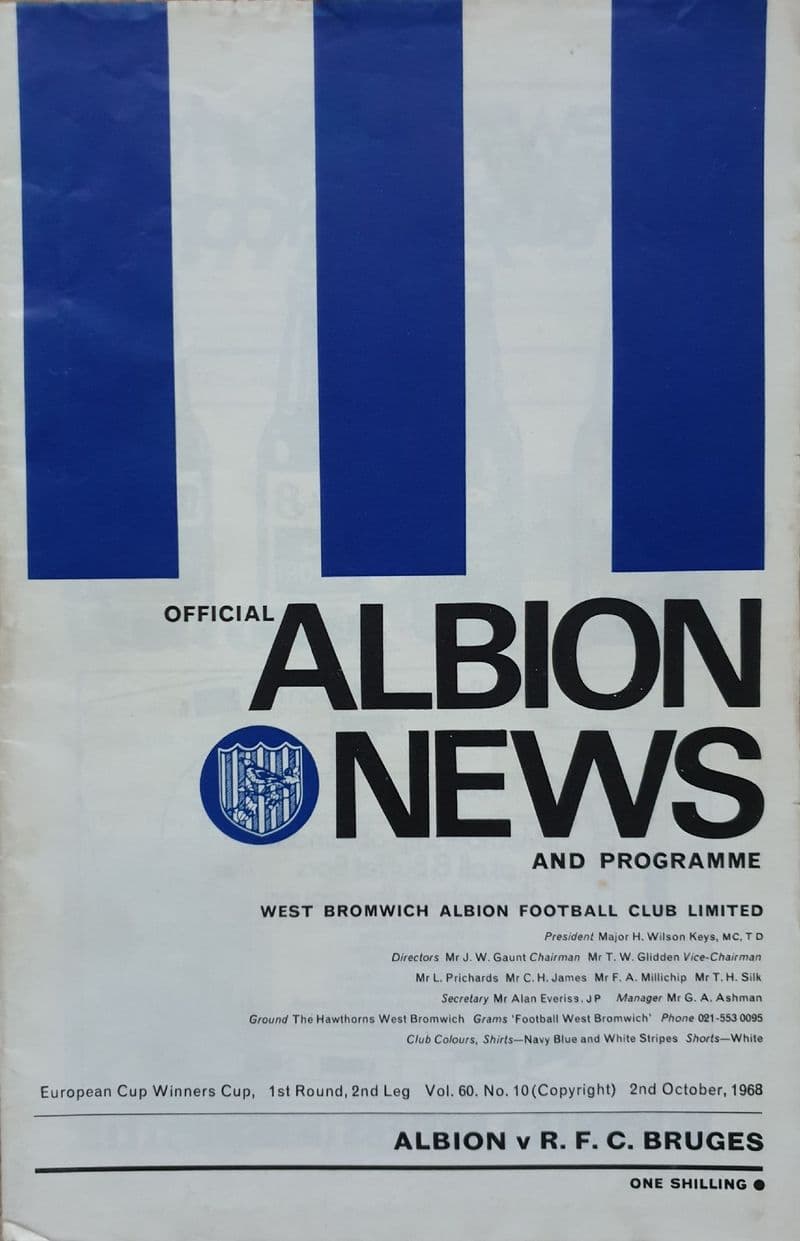 WBA v FC Bruges, European CWC (1968, Oct 2nd)