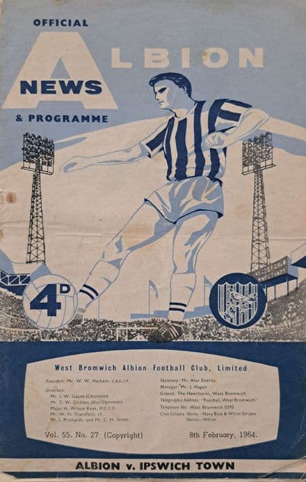 WBA v Ipswich Town, Div 1 (1964, Feb 8th)