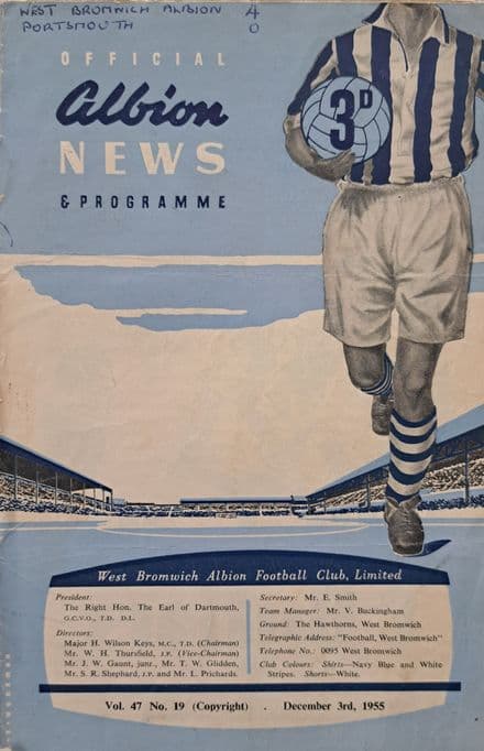 WBA v Portsmouth, Div 1 (1955, Dec 3rd)