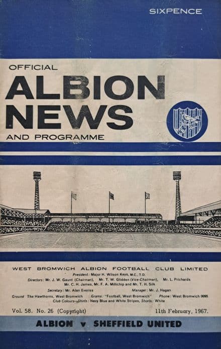 WBA v Sheffield United, Div 1 (1967, Feb 11th) & FLR