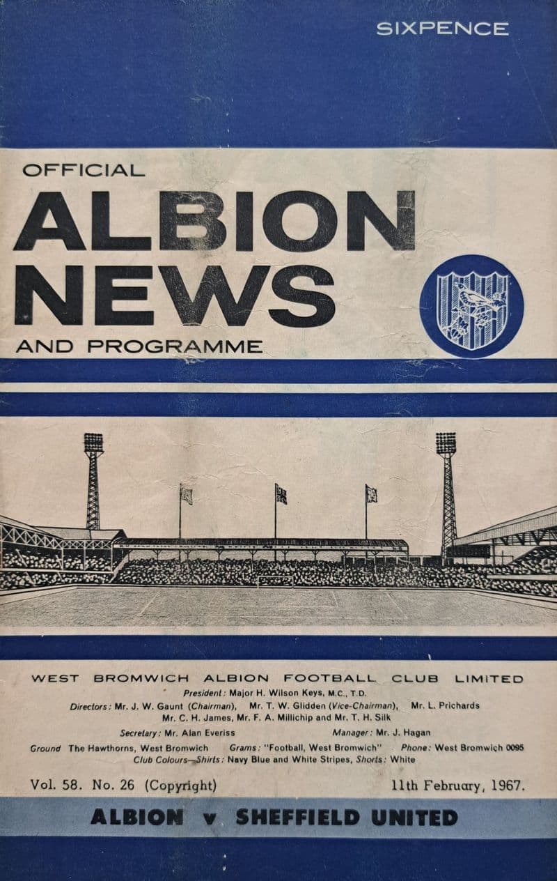 WBA v Sheffield United, Div 1 (1967, Feb 11th) & FLR