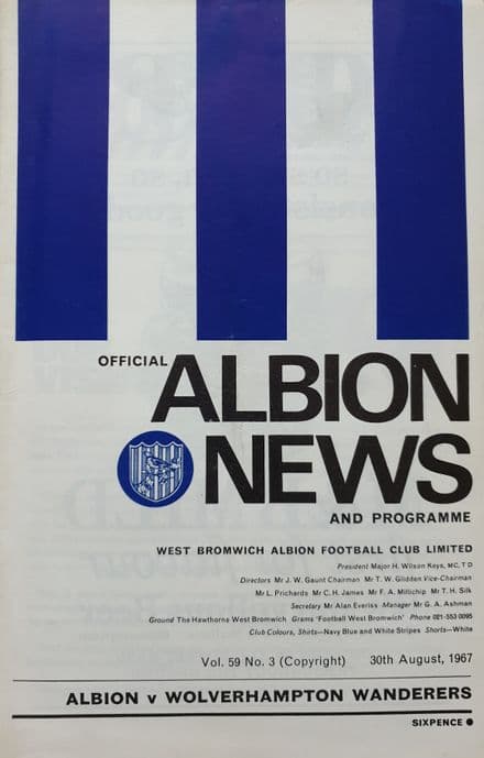 WBA v Wolves, Div 1 (1967, Aug 30th) & FLR