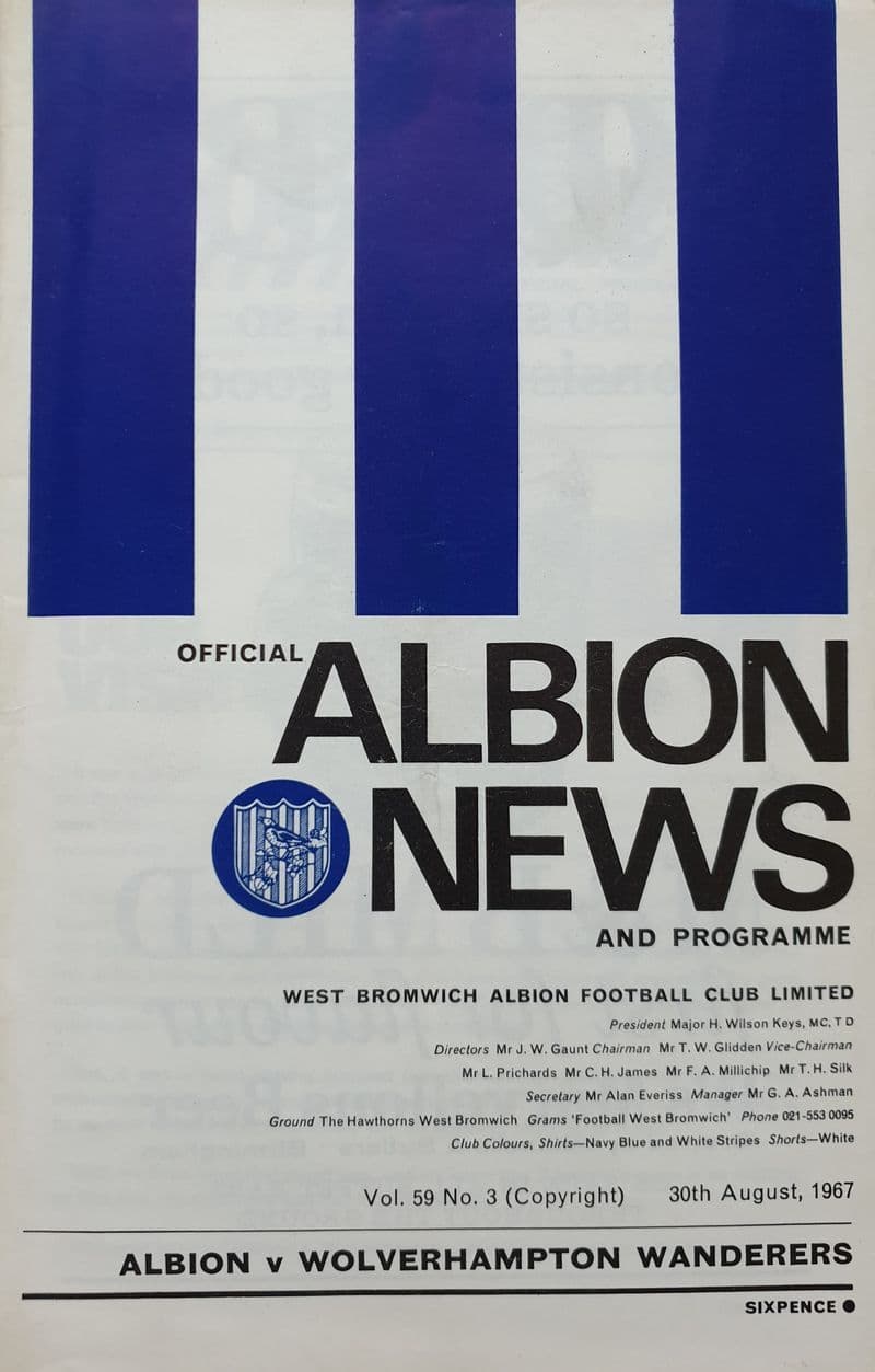 WBA v Wolves, Div 1 (1967, Aug 30th) & FLR